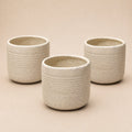 Set de 3 Macetas Beige Texturizada — Cerámica