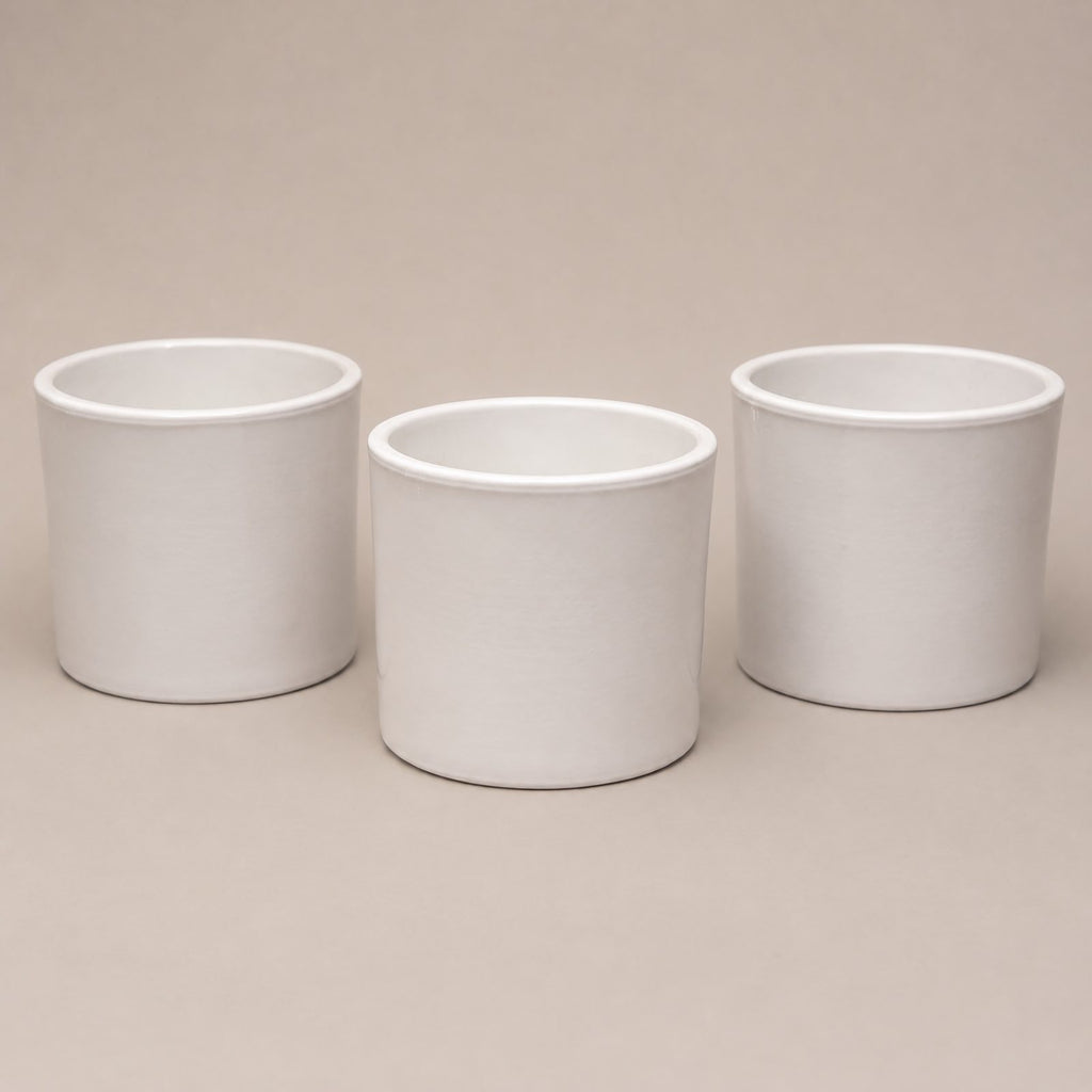 Set de 3 Macetas Blancas Cilíndricas — Cerámica