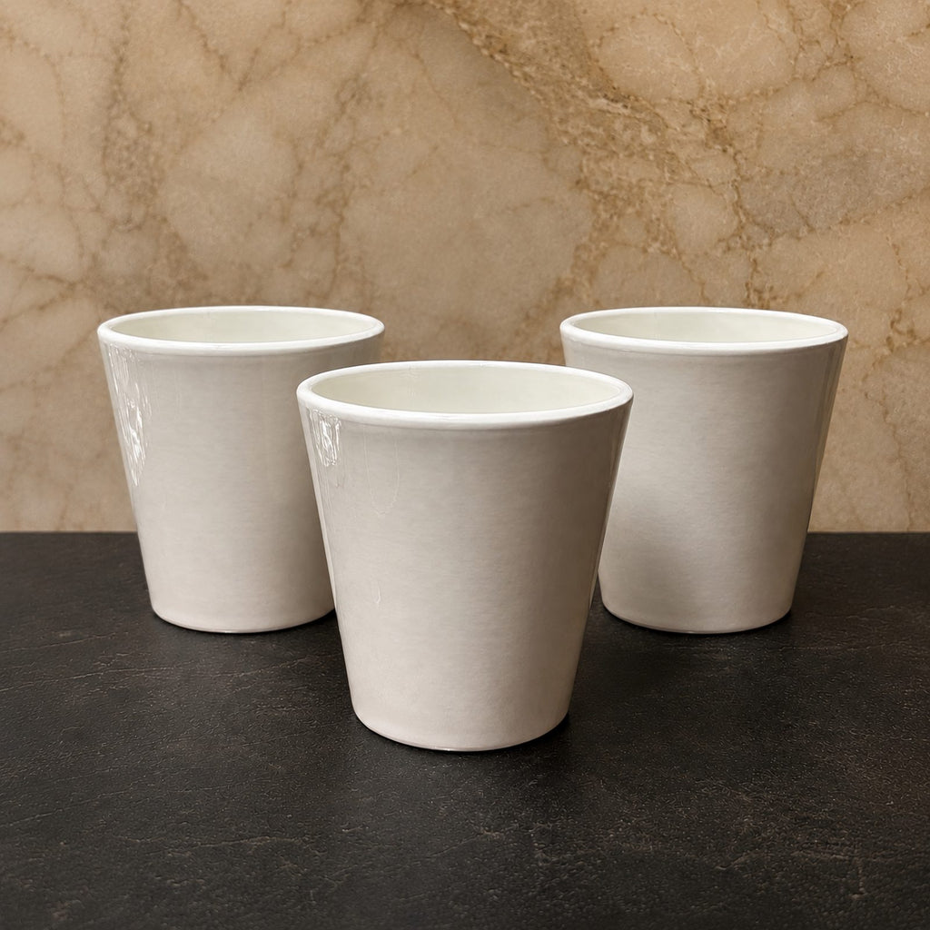 Set de 3 Macetas Blancas Cónicas — Cerámica